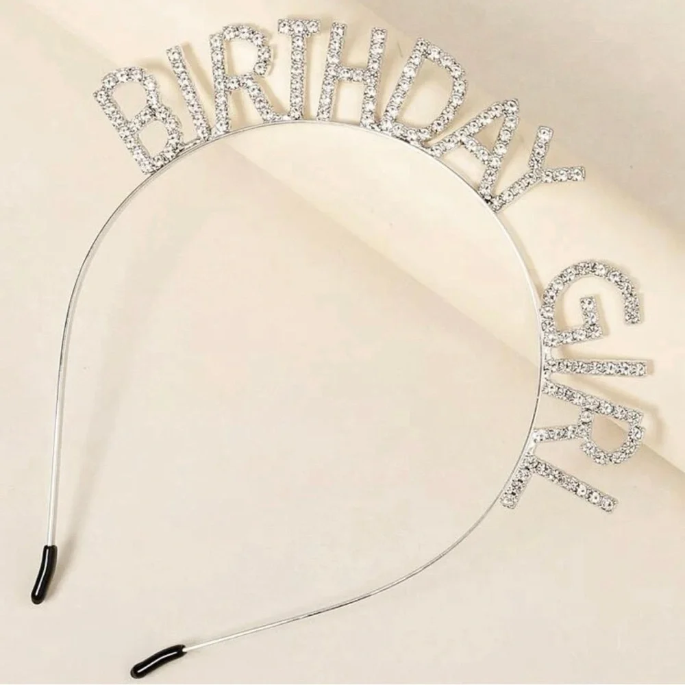 Brand New Silver Rhinestone Birthday Girl Headband